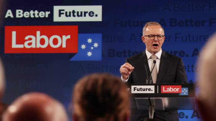 Federal Opposition leader Anthony Albanese speaks at a campaign launch