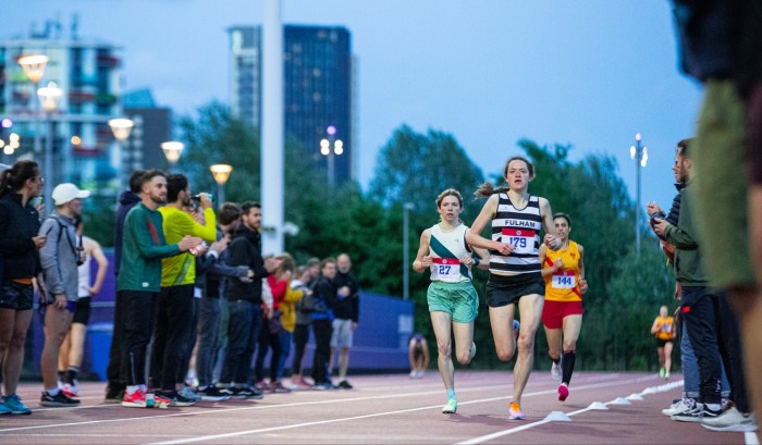 Runners at the Tracksmith Amateur Mile race in London