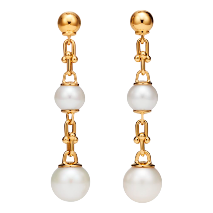 Tiffany & Co gold and freshwater-pearl HardWear Triple Drop Link earrings, £2,225