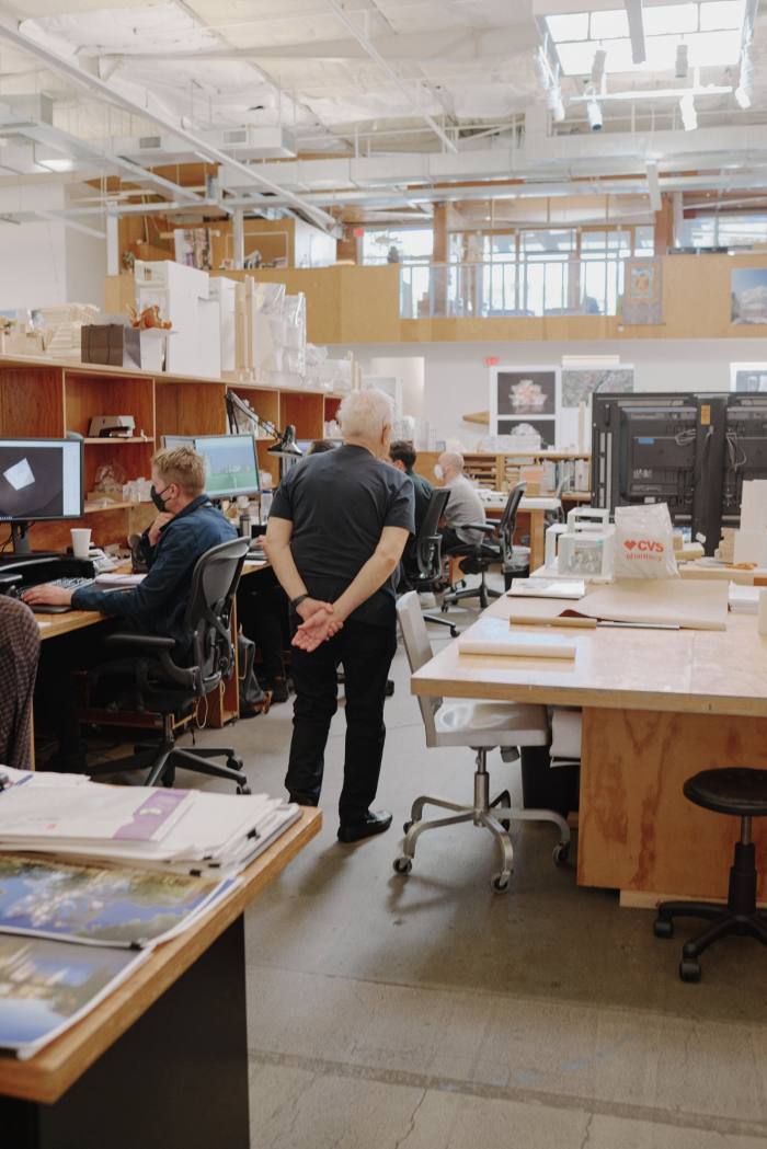 Gehry supervises in his studio