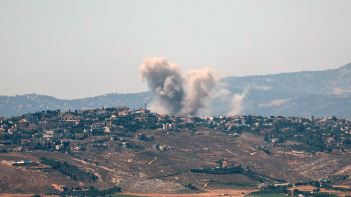 Smoke rises following an air strike