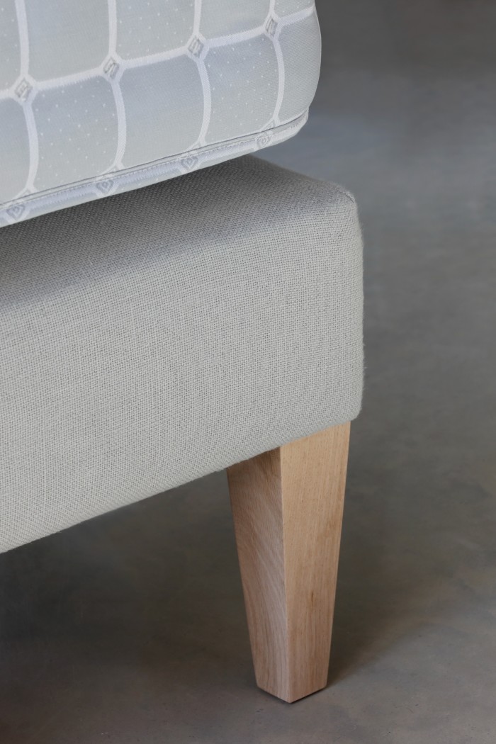 The mattress is on a box-spring base with plant-based fabrics used for the upholstery finish