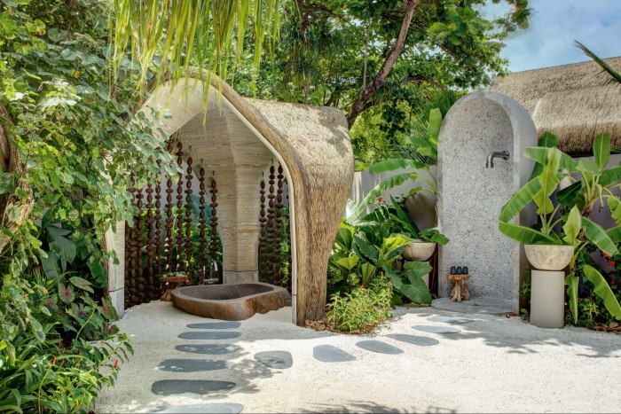 The outdoor villa bathtub at Joali Being, the Maldives