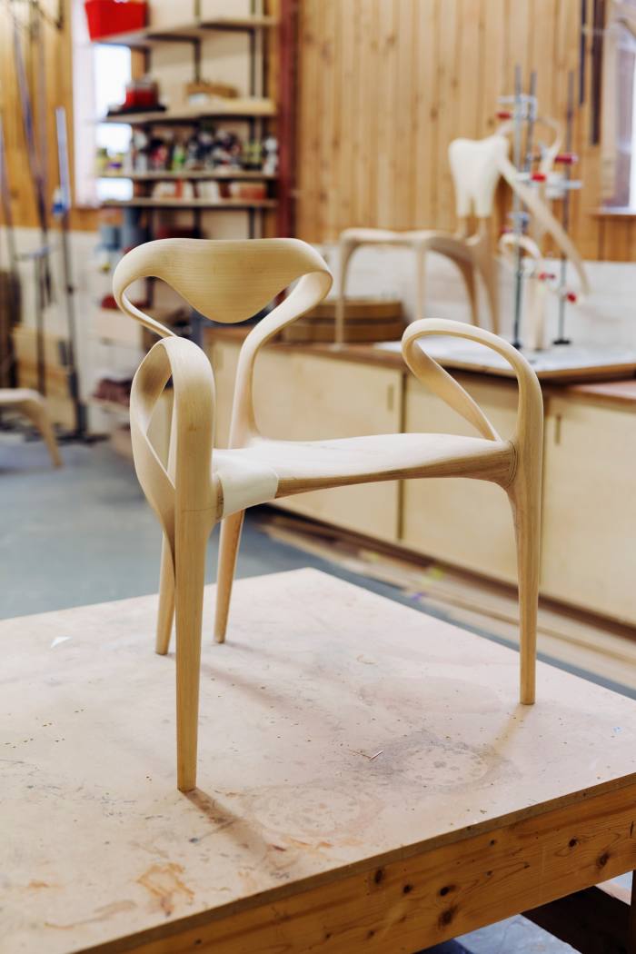 A prototype for Dommus Armchair, 2019, by Joseph Walsh