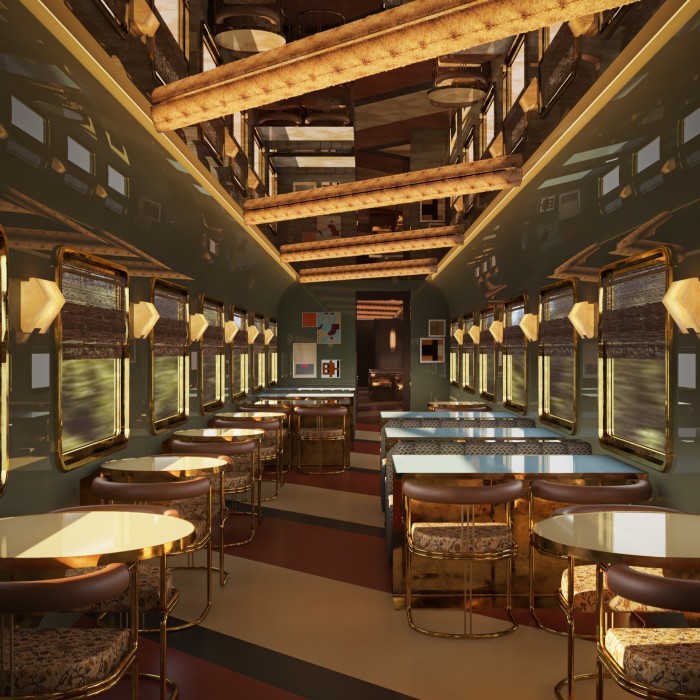How the restaurant car will look on the Orient Express La Dolce Vita