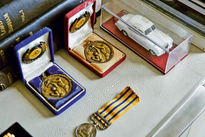 Medals given to Sauvage for basketball – and one from his great uncle, an Army officer