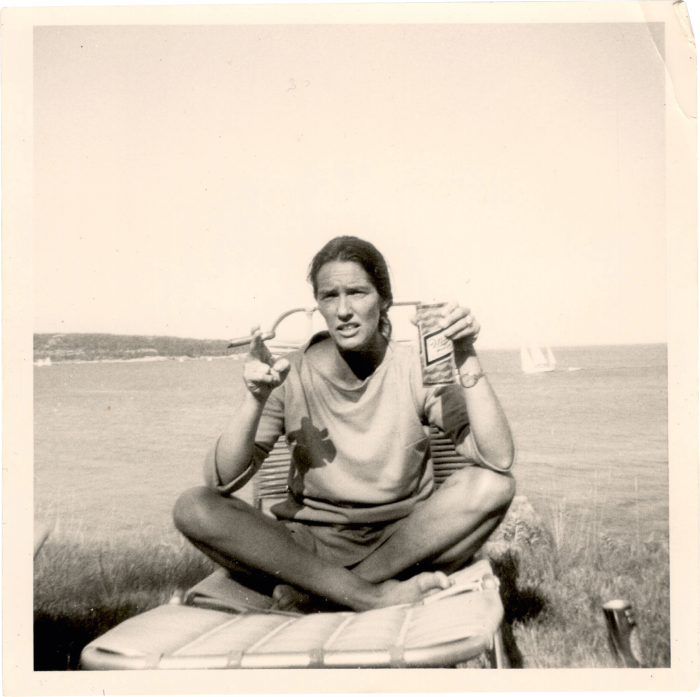 Her mother, Barbara, at their island home