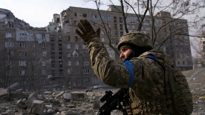 A Ukrainian soldier in Mariupol
