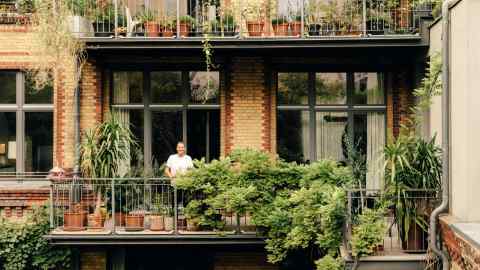 Christian Jankowski on the terrace of his Berlin flat