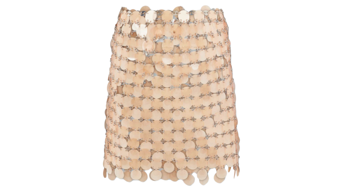 Rabanne copper and sequin skirt, €2,390, farfetch.com