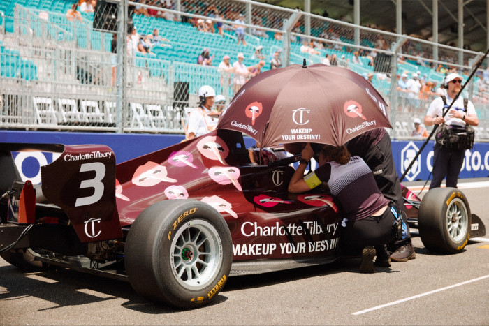 The Charlotte Tilbury car before the race