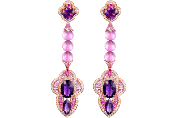 James Ganh x Fabergé rose-gold, diamond, amethyst, pink-ruby, tourmaline and rose-quartz earrings, £45,200