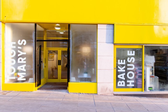 The bright-yellow exterior of Tough Mary’s Bakehouse in Nottingham
