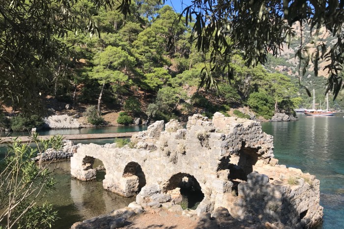 The ruins of Cleopatra’s baths at Hammam Bay near Fethiye, Turkey 