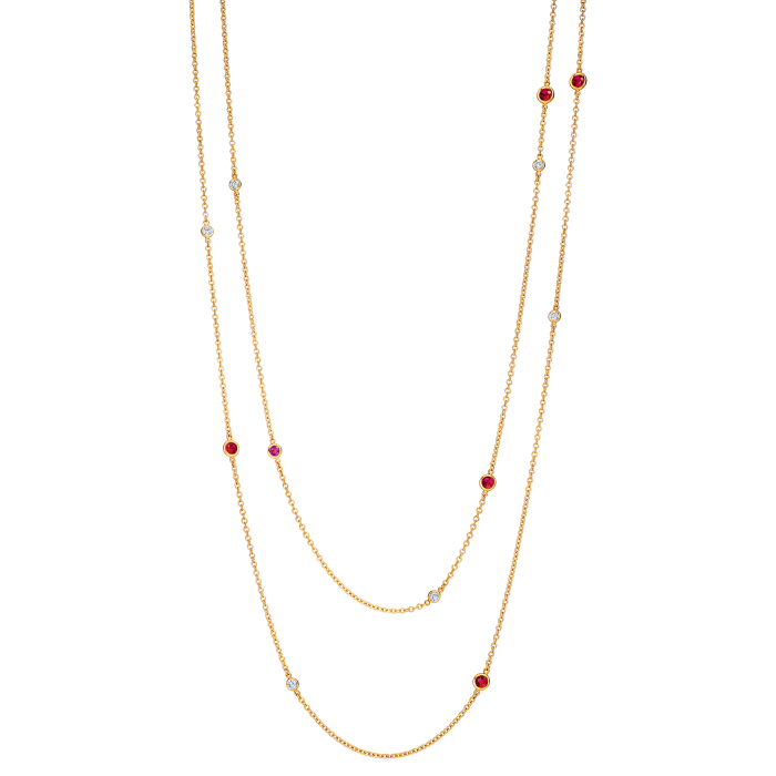 Tiffany & Co Elsa Peretti Color By The Yard gold and ruby Sprinkle necklace, £10,100