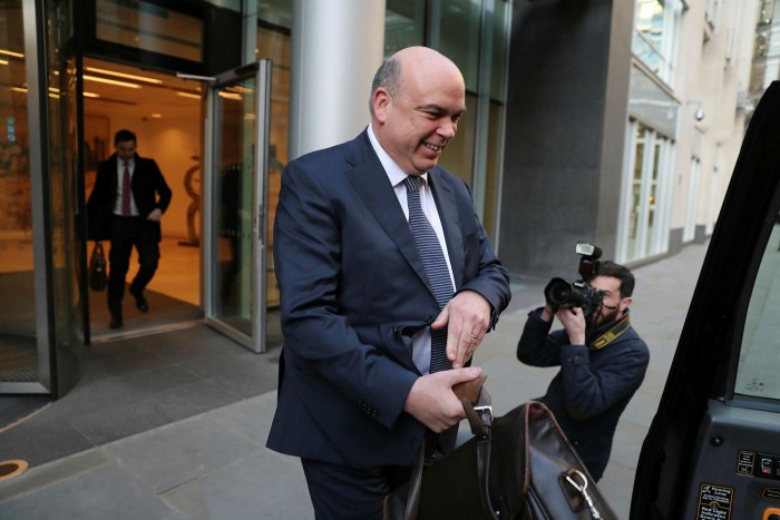 Mike Lynch, former chief executive officer of Autonomy Corp., departs after the day of a court hearing at The Rolls Building in London