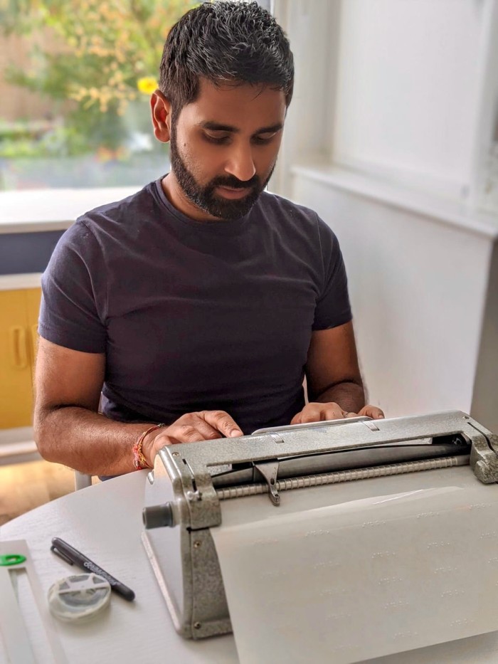 Amit Patel at his typewriter