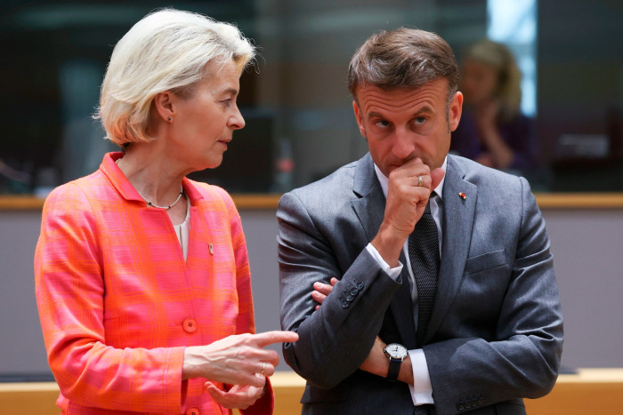 European Commission President nominee Ursula von der Leyen and French President Emmanual Macron