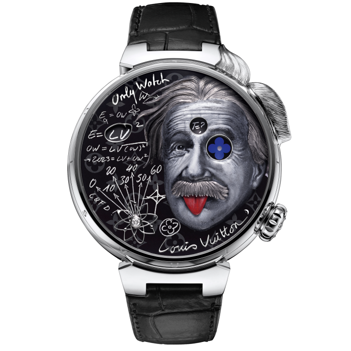 Louis Vuitton steel one-off Tambour Einstein Automata, to be auctioned at Only Watch
