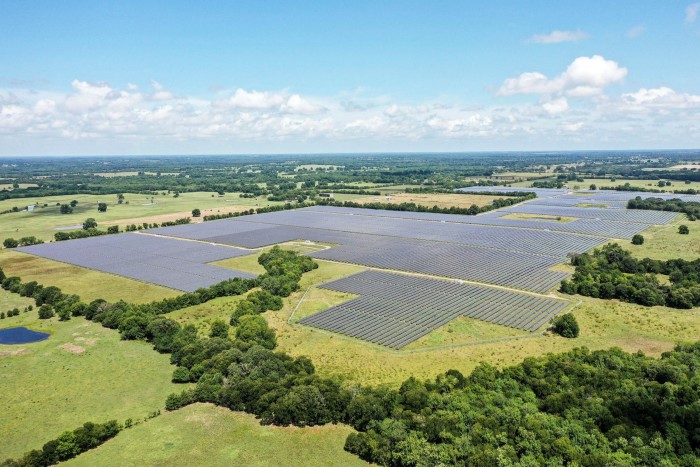 Solar panels at Deport, Texas. Leasing land for solar projects can offer a steady source of income for farmers