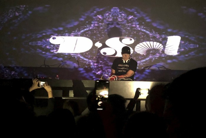 David Solomon performs as a DJ at a night club in Brooklyn, New York 