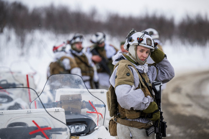Norwegian Home Guard soldiers take part in a military exercise in Alta