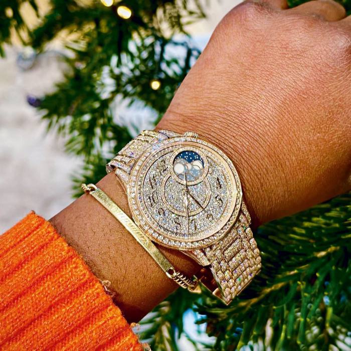 Amandine wears a Vacheron Constantin rose-gold Égérie Moon Phase jewellery watch in Geneva