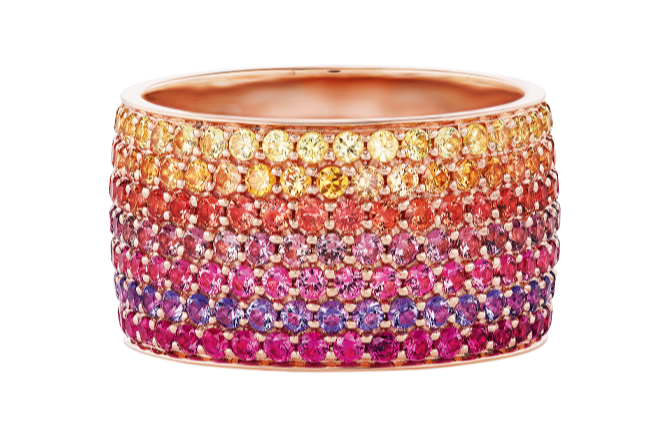 Emily P Wheeler rose-gold, sapphire, amethyst and spinel Los Angeles Ombre cigar band, £7,930