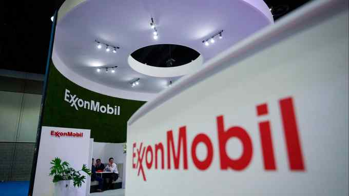 Exxon sign at a conference