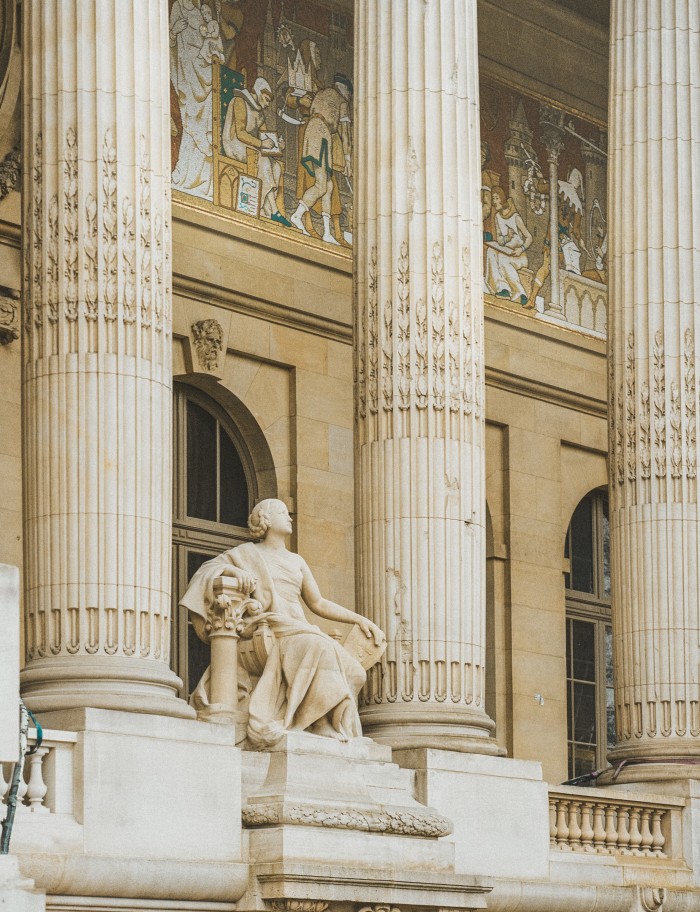 A sculpture by Edgar-Henri Boutry on the eastern colonnade