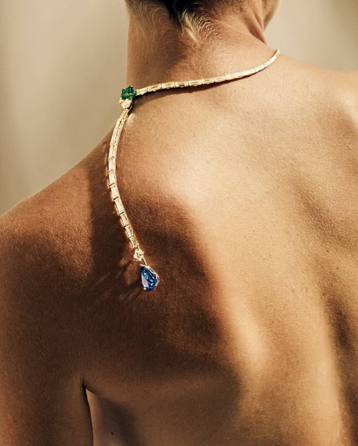 Louis Vuitton Stellar Times sapphire, emerald, diamond, platinum and white-gold Planète Bleue necklace, POA