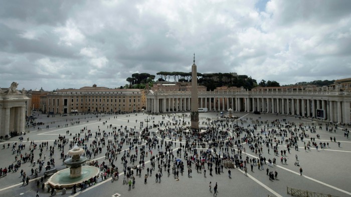 Faithful gather at Saint Peter’s Square at the Vatican