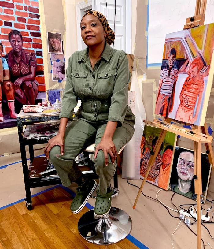 Wangari Mathenge in her studio in Chicago