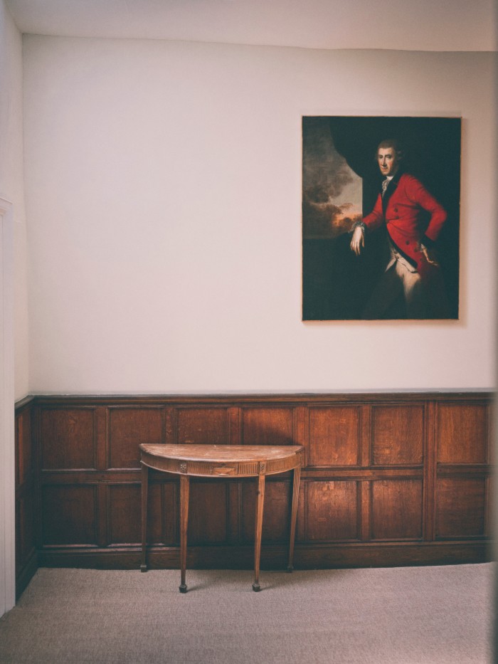 A portrait of Harlech’s ancestor Robert Owen in the master bedroom hallway