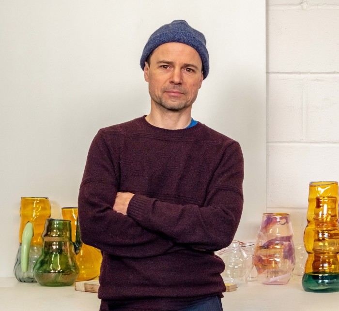 East London-based glass artist Jochen Holz in his studio