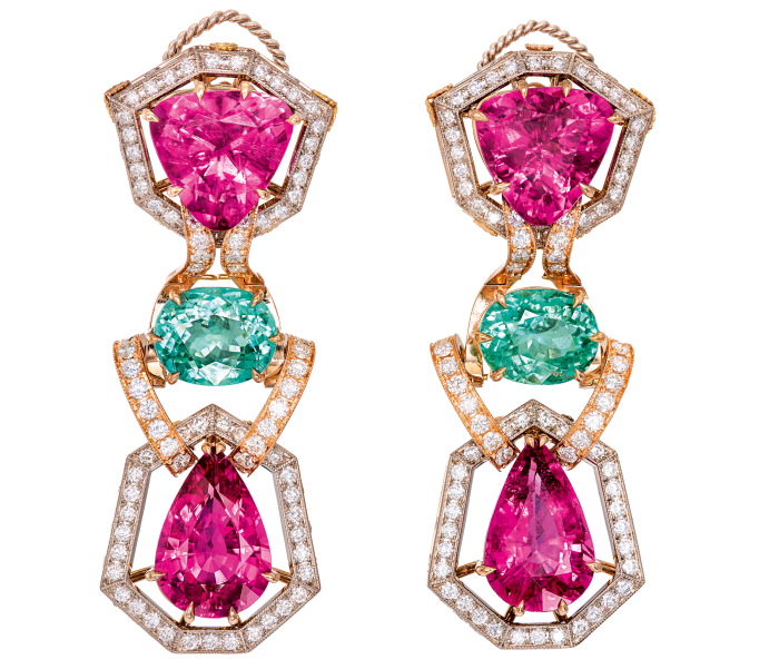 Dolce & Gabbana Alta Gioielleria: Paraíba and rubellite tourmaline and diamond earrings, POA