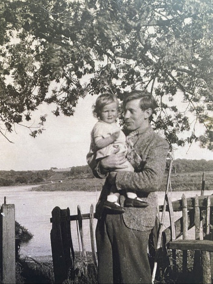 Yasmin David with her biological father, Laurie Lee, in Sussex, 1940
