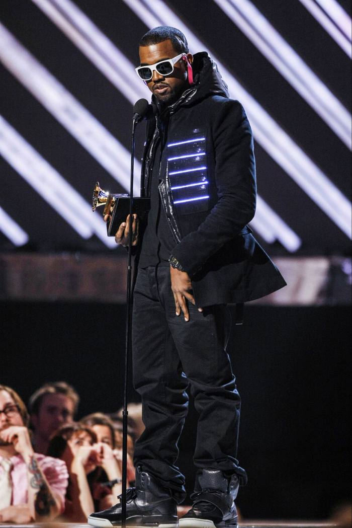 Kanye West in the prototype Nike Air Yeezy 1s at the 2008 Grammys