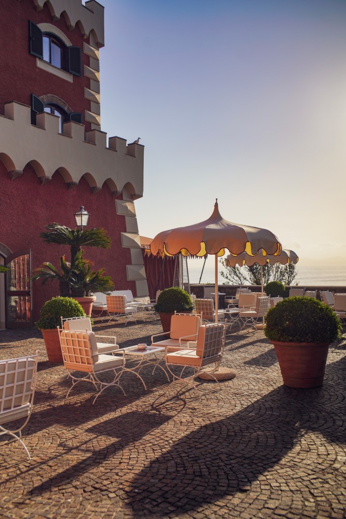 The Mezzatorre Hotel is situated in a 16th-century watchtower overlooking the Bay of Naples