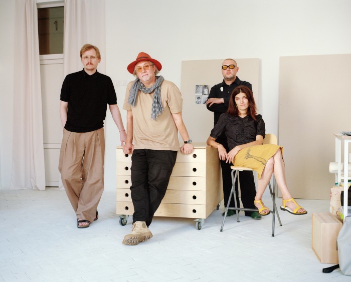 From left: fashion designer Artem Klimchuk, director Semen Gorov, writer and curator Kostiantyn Doroshenko and artist Olesia Trofymenko