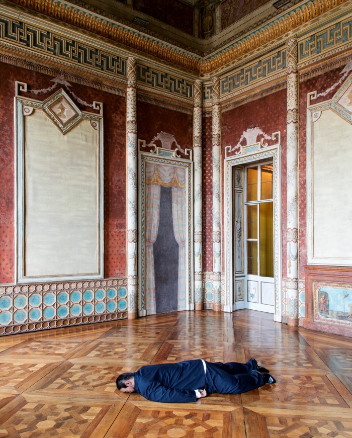 The Death of Marat, 2011, by He Xiangyu, part of the Facing the Collector exhibition at Castello di Rivoli