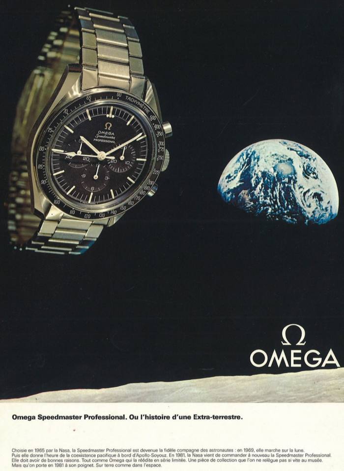 A 1981 advertisement for the Omega Speedmaster