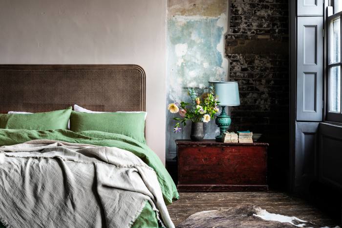 Piglet linen duvet cover in Forest Green, from £160 for a double
