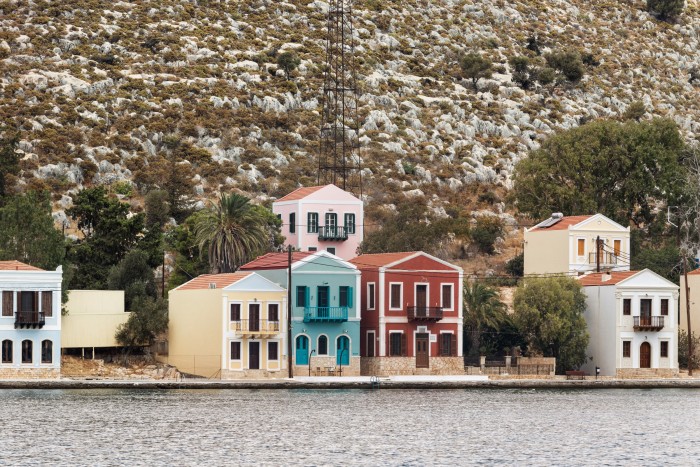 The Pink House (back, centre) at Pera Meria on the island of Kastellorizo