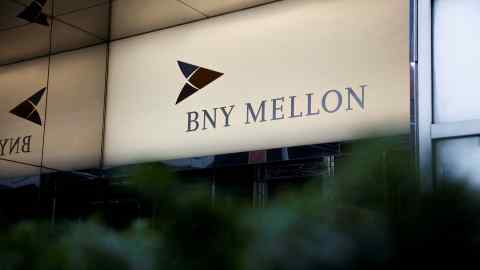 Signage is displayed at the Bank Of New York Mellon Corp. building in New York