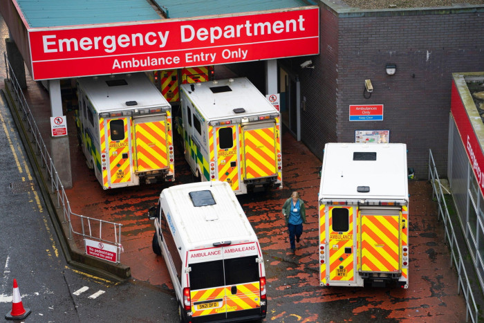 Ambulances carrying patients line up outside A&E 