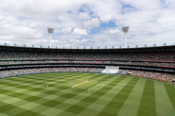 The pitch and seating at Melbourne Cricket Ground