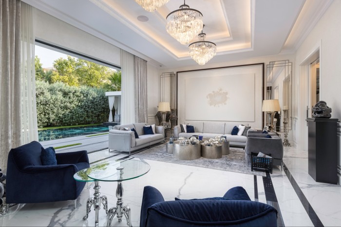 A living room at Villa BlackRock, Dubai