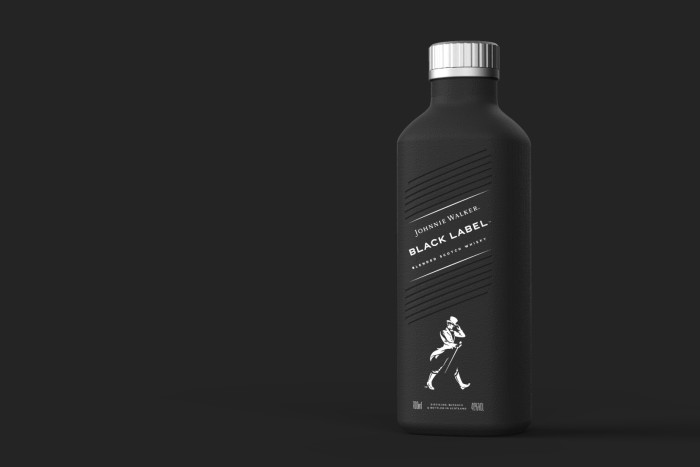 A paper Johnnie Walker whisky bottle created by Diageo
