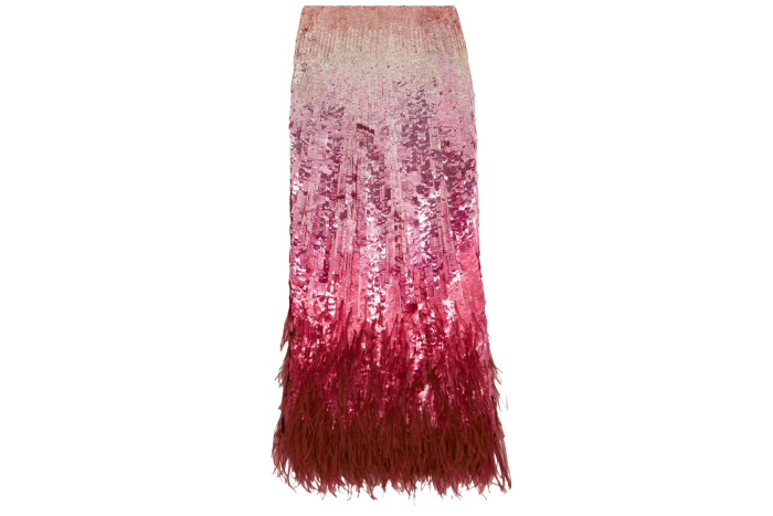 Valentino sequin embroidered skirt with feather trim, £14,700, net-a-porter.com
